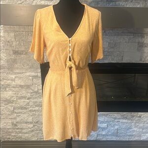 Abercrombie & Fitch Teen Yellow Flutter Sleeve V-Neck Dress size Small